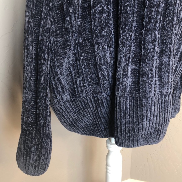 New Navy Chenille Cowl Neck Oversized Sweater - Picture 7 of 8